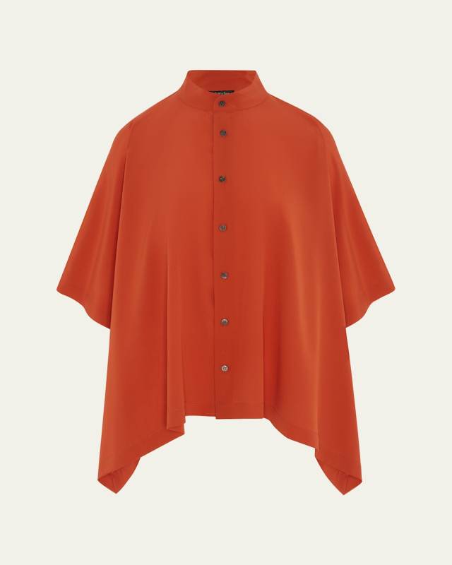 Collarless Longer Back Kaftan Shirt (Mid Plus Length)